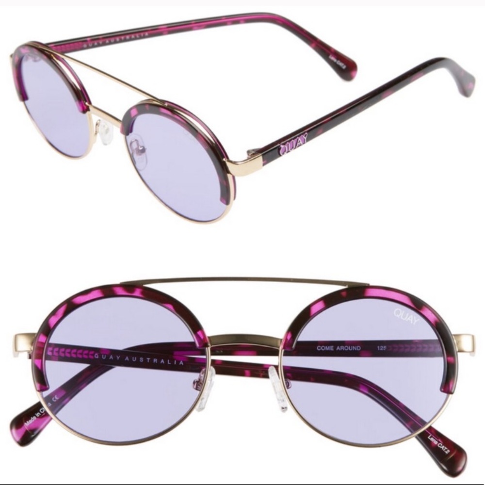 Quay Australia Gold purple come around sunnies NWT